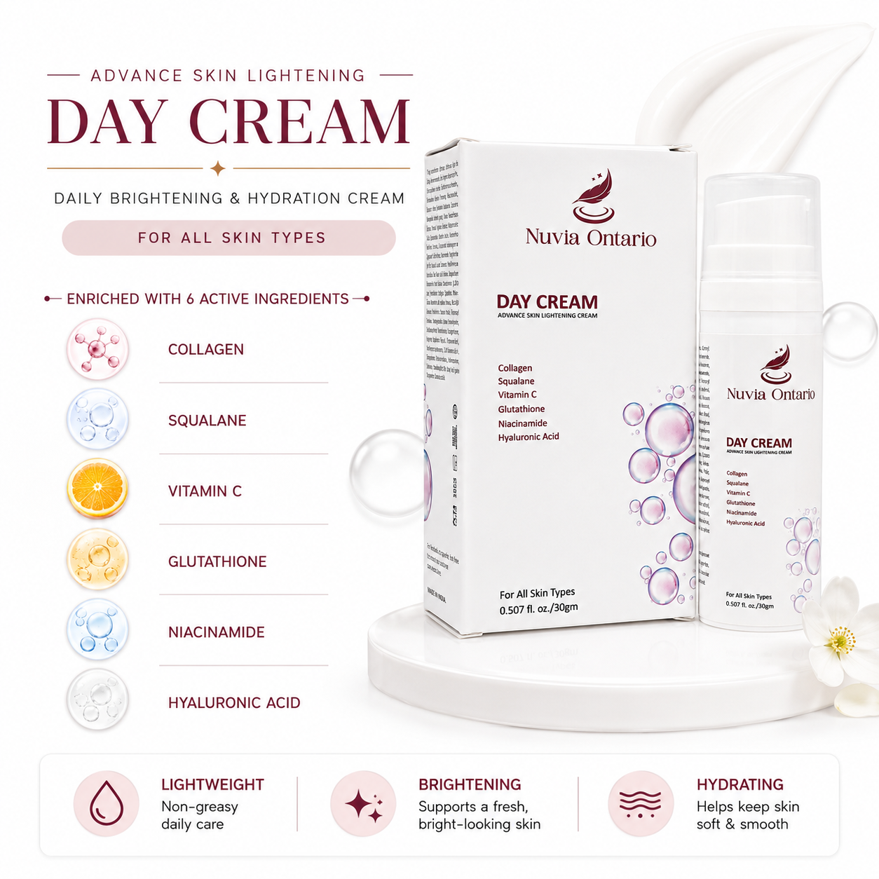 Nuvia Ontario Day Cream with Vitamin C & Niacinamide, 30g